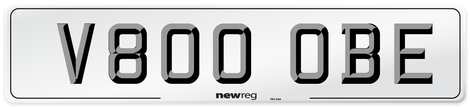 V800 OBE Number Plate from New Reg
